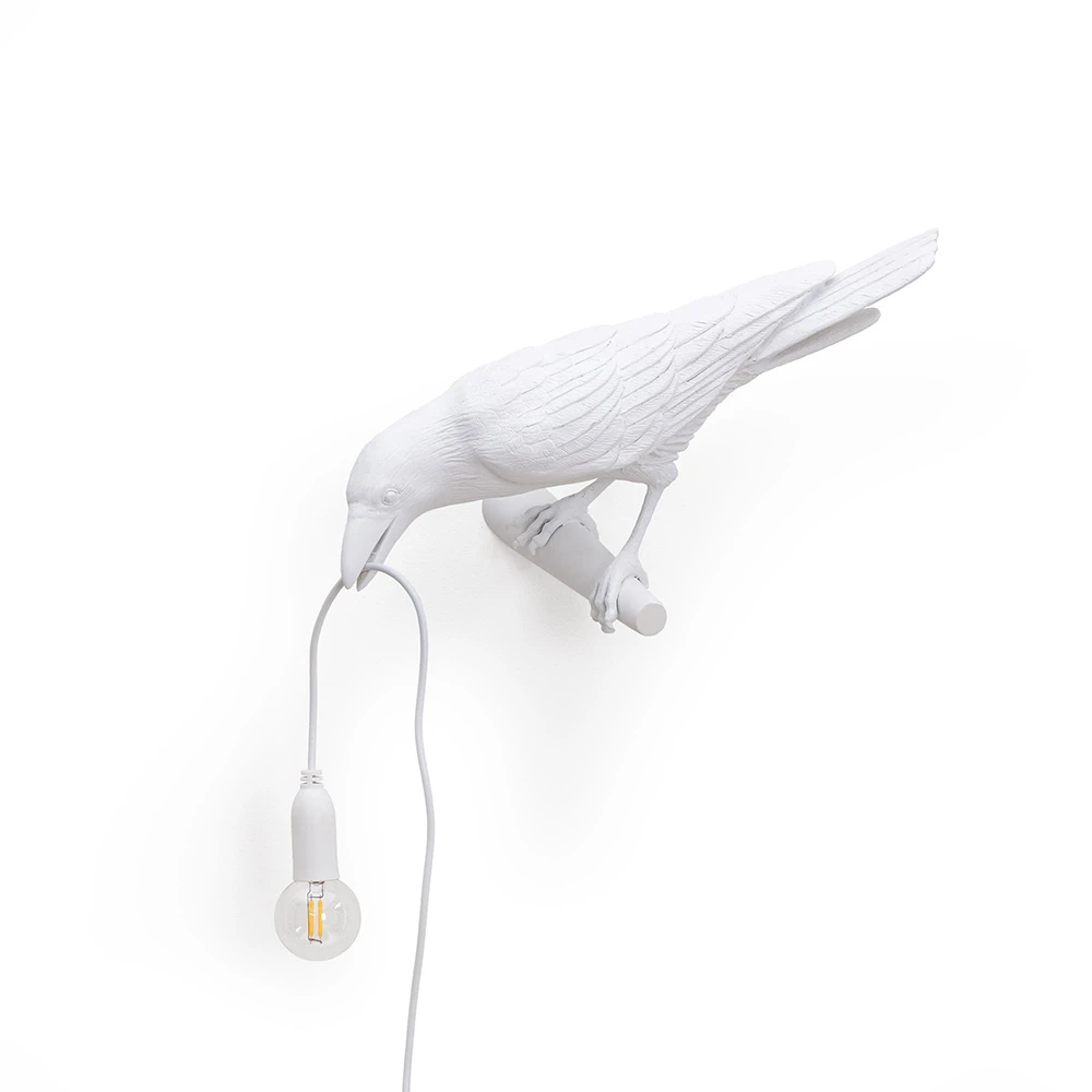 Bird Lamp Looking Left Wall Lamp White Seletti